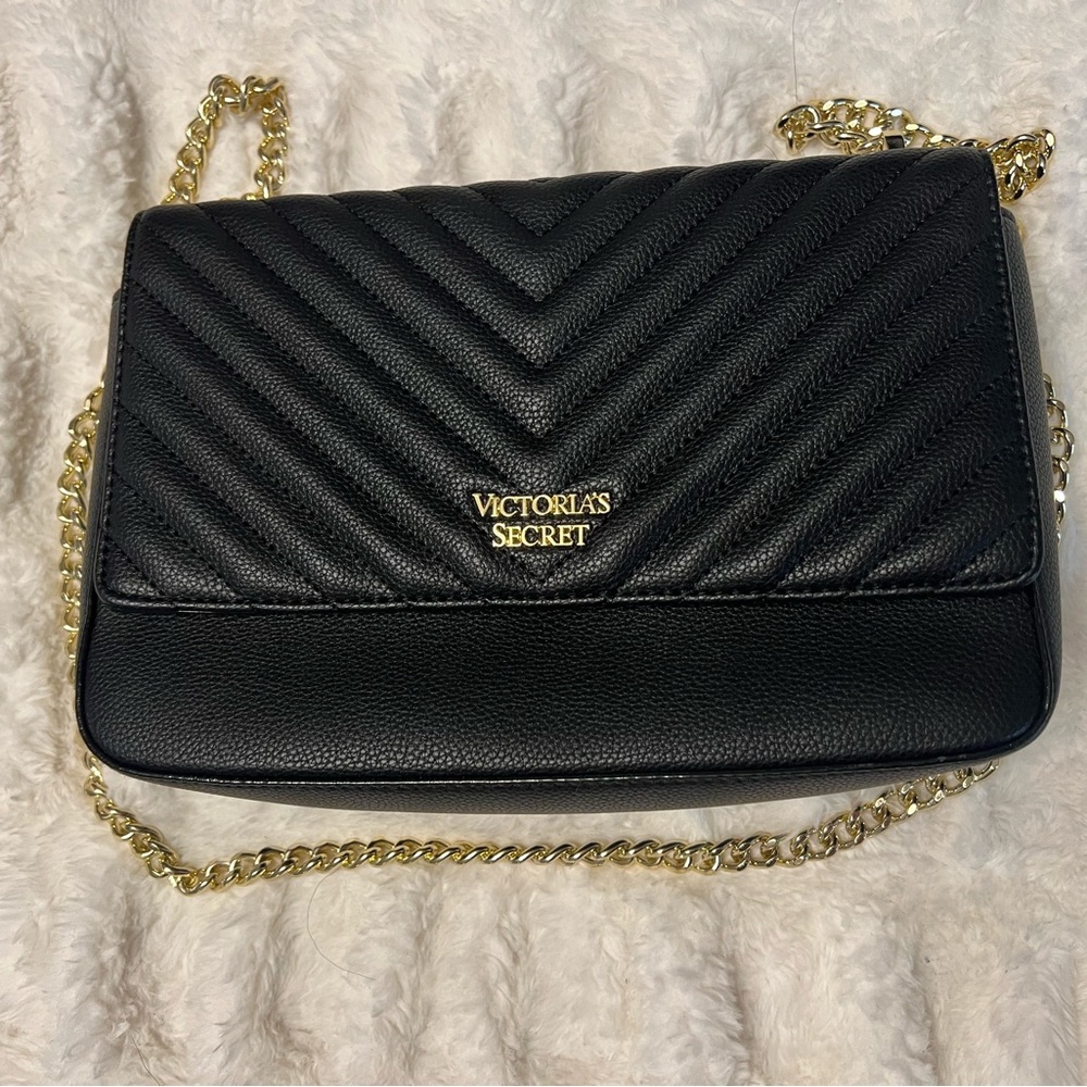 Victoria’s Secret black gold strap purse